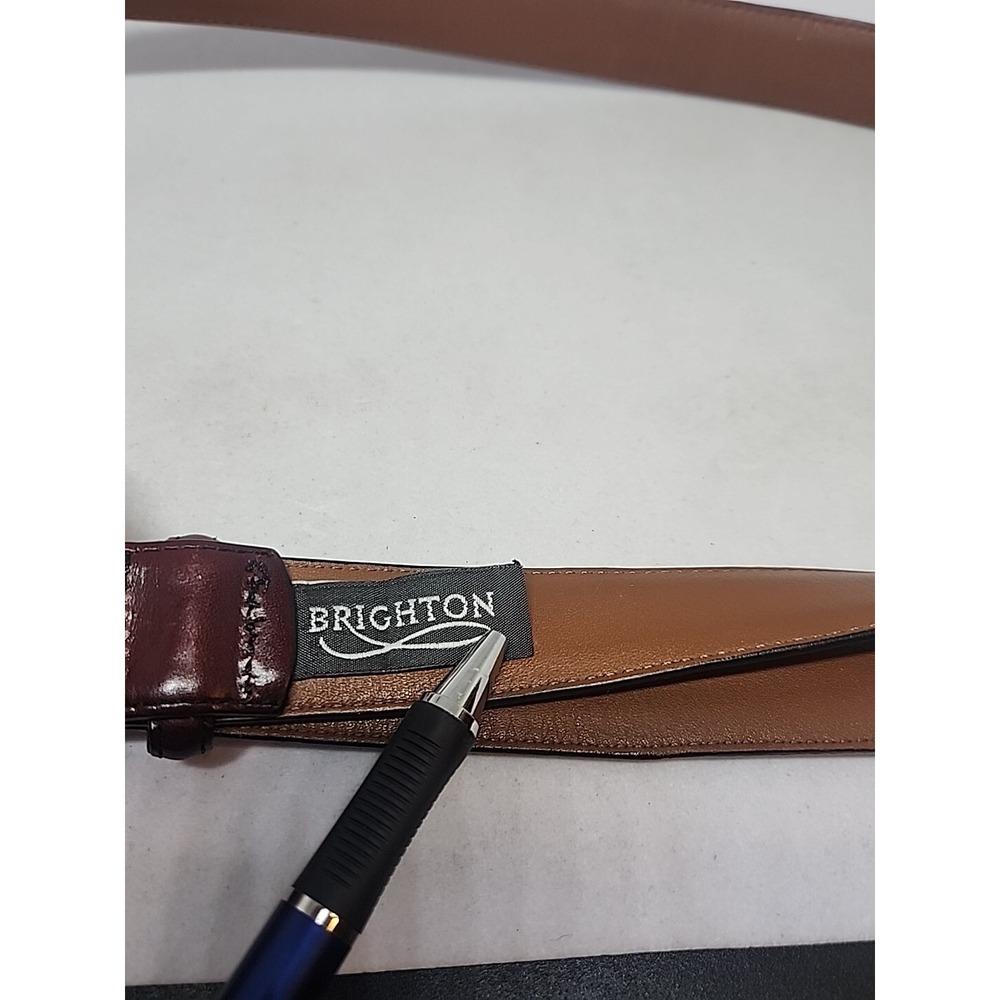 Brighton Belt Size 40 Vintage Anilina Glazed Cowhide Leather Mens Made in USA - Picture 4 of 6